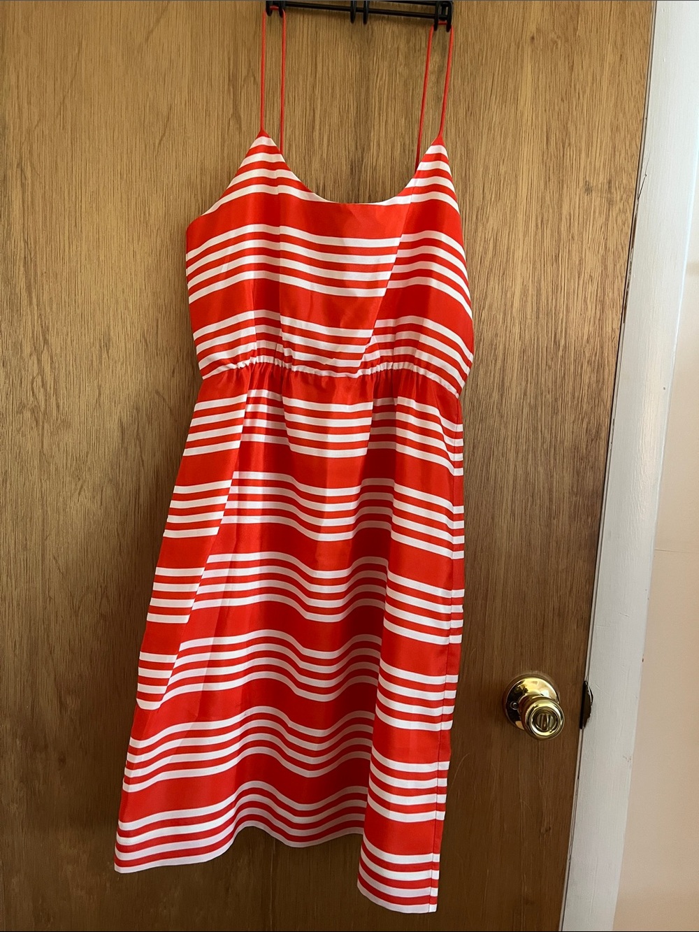 J. Crew Red and White Striped Spaghetti Strap Sundress